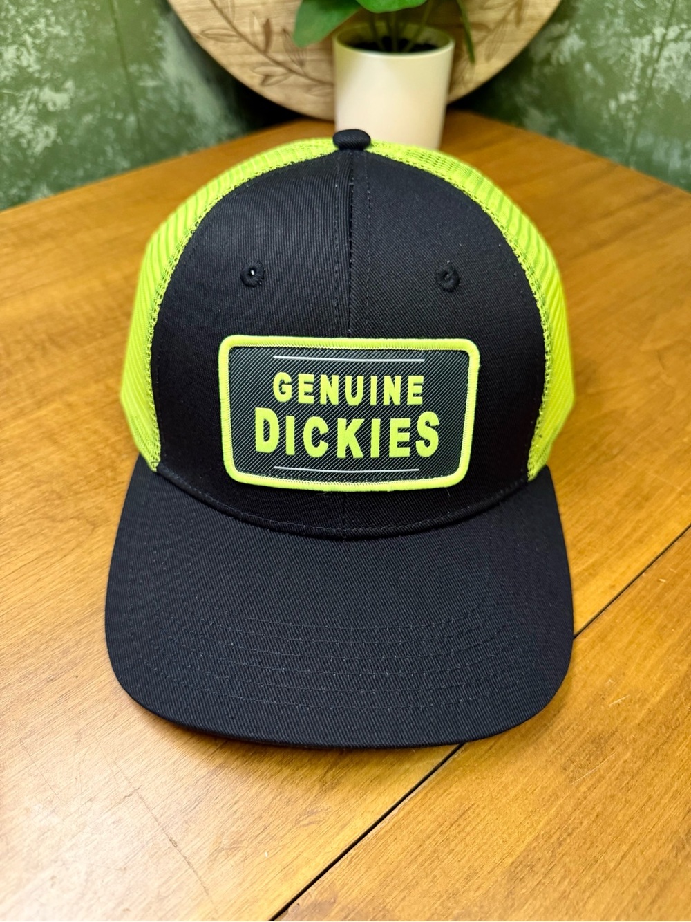 Genuine Dickies Black & Neon Green Trucker Hat